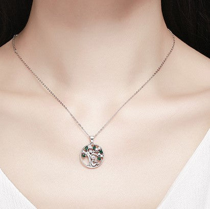 Beliebte 925er Sterlingsilber Rely Lebensbaum-Anhänger Halsketten Damen Mode Schmuck Geschenk SCN094