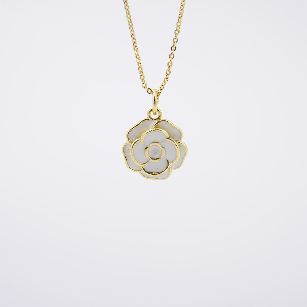 Damenschmuck Kupferplattiert Goldfarben Rose Tropföl Anhänger Halskette