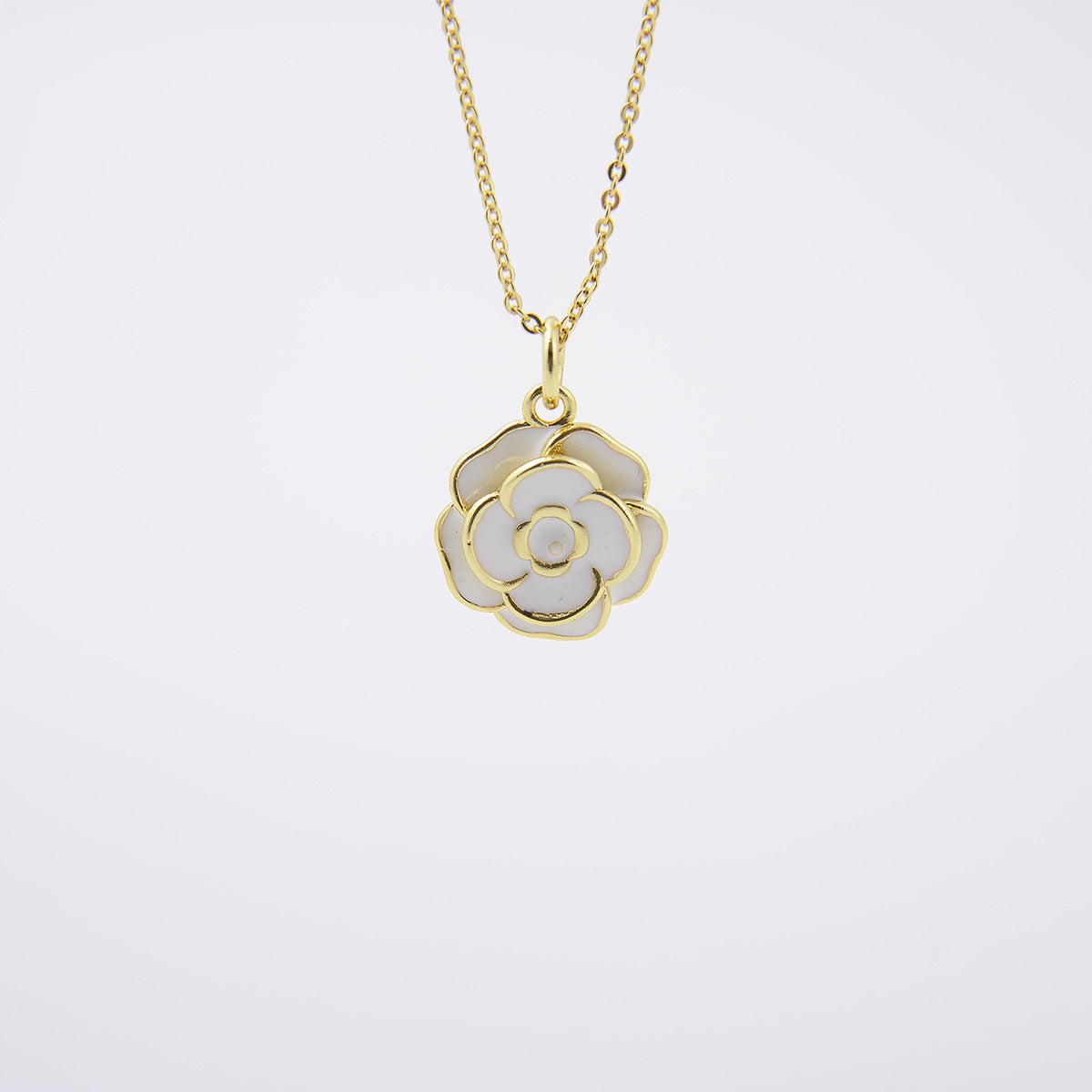 Damenschmuck Kupferplattiert Goldfarben Rose Tropföl Anhänger Halskette