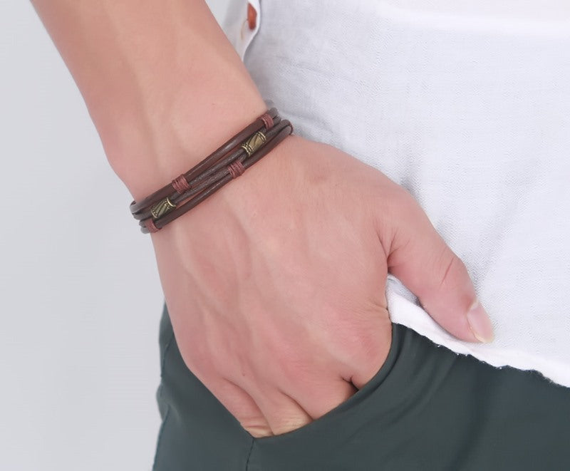 Retro Herrenarmband aus geflochtenem Leder