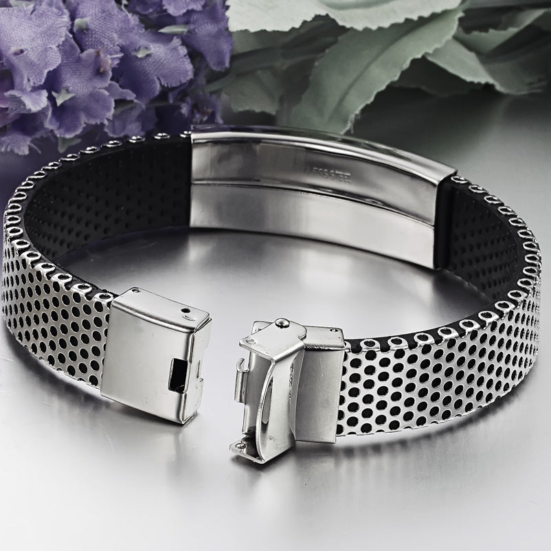 Herren-Titan-Lederarmband