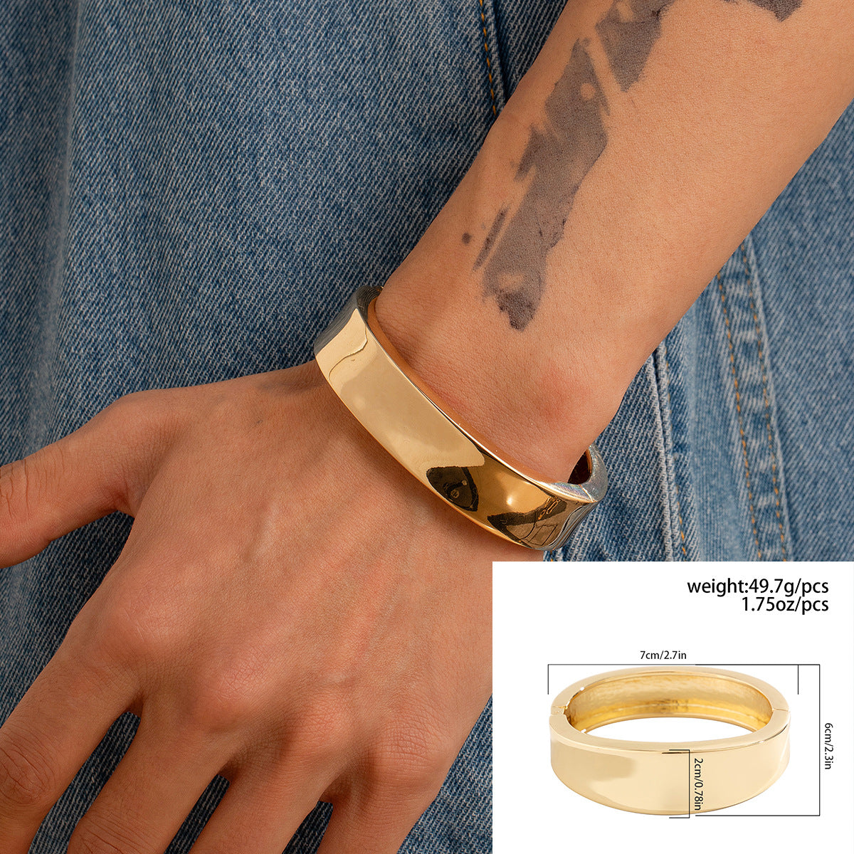Metal Bracelet Men's Hip Hop Fashion Personality Bright Opening Irregular