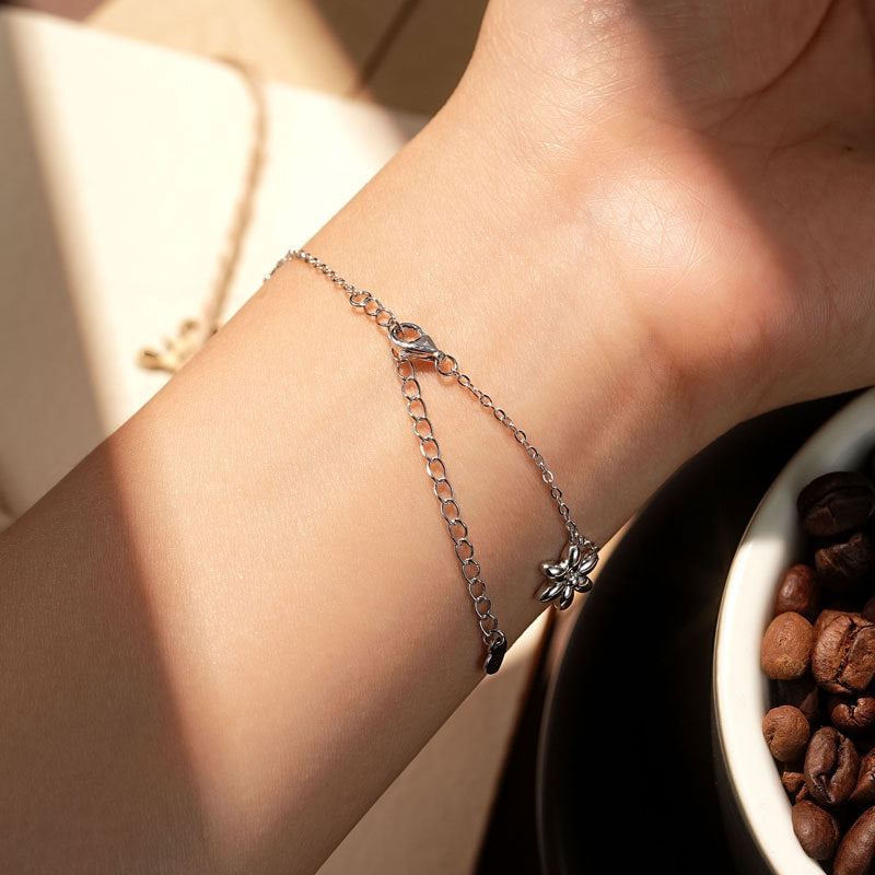 Sterling Silver D Color Moissanite Little Red Flower Bracelet For Women