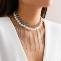 Perlenquaste Lustiges Design Doppellagige Retro-Halskette Damen Accessoires
