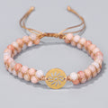 Doppellagiges, handgewebtes Armband mit Natursteinen und Hohlmustern für Yoga und Meditation