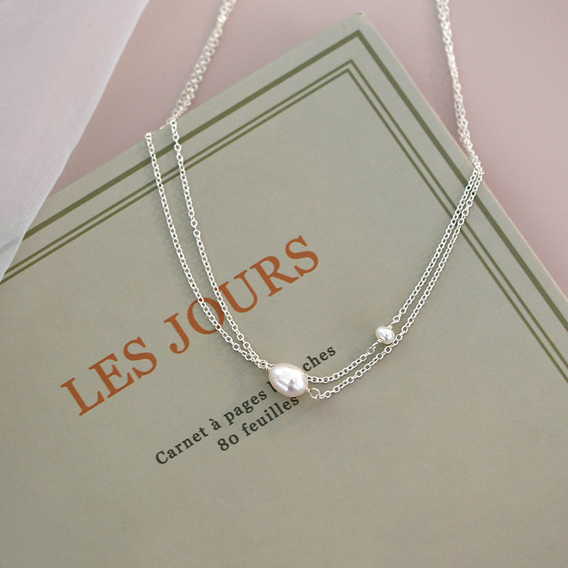 ASHIQI Natural Freshwater Pearl Necklace for Women 925 Sterling Silver Chain Fashion Jewelry Gift