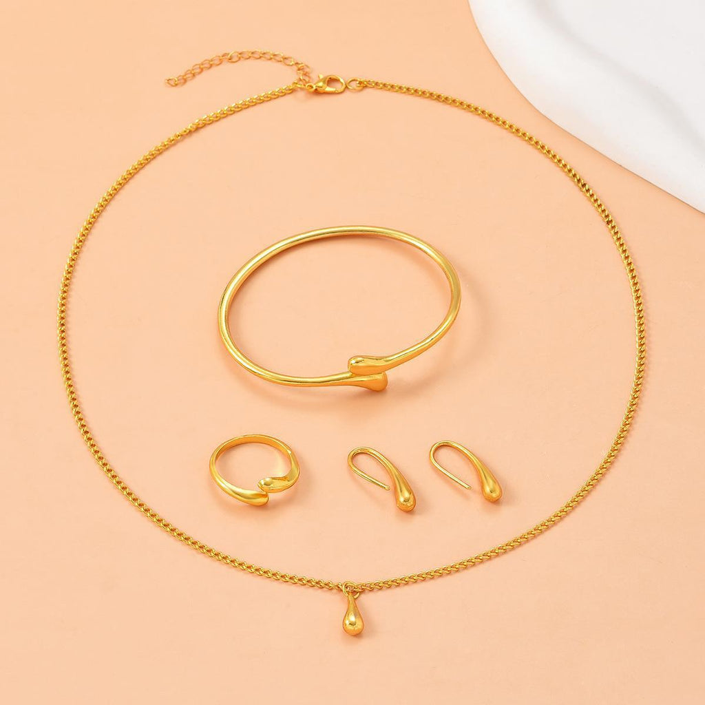 Water Drop Suit Simple Daily Fashion Necklace Earrings Bracelet Ring Suit