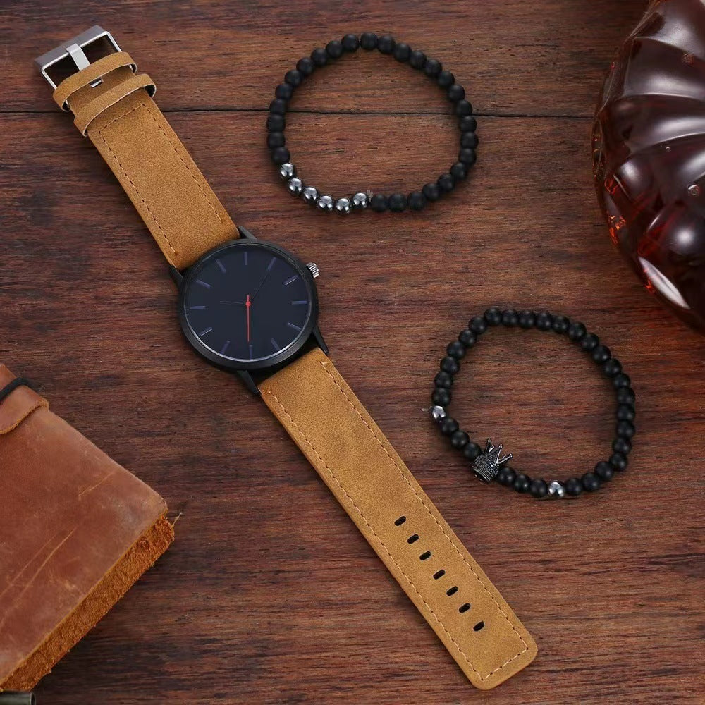 Große Zifferblatt Herren Casual Simple Waage Mattiertes Armband Quarzuhr Krone Armband