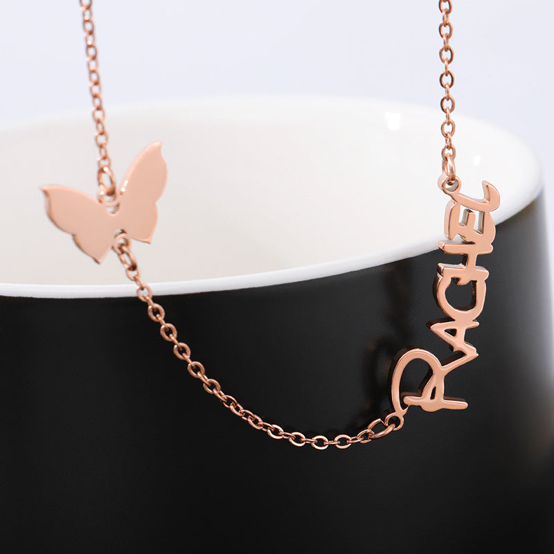 Personalized butterfly name necklace