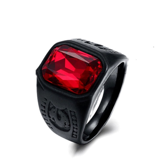 Anillo negro de piedra roja vintage para hombres y mujeres, estilo gótico punk, joyería para dedo masculino, regalo al por mayor