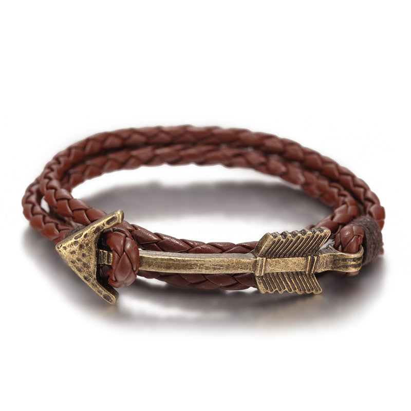 Pulsera Retro Multicapa Trenzada a Mano para Hombre