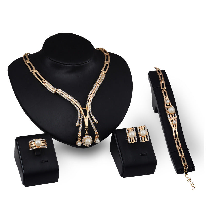 Personalisiertes Modeschmuckset, Legierungskette, vierteiliges Set