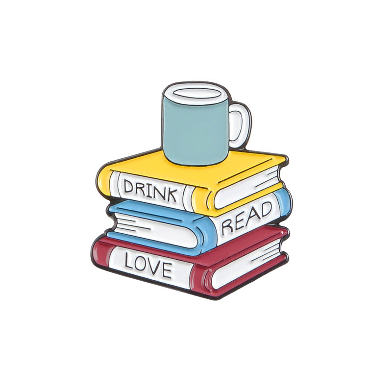 Taza de café Libro pequeño Pintar Broche Pin Insignia