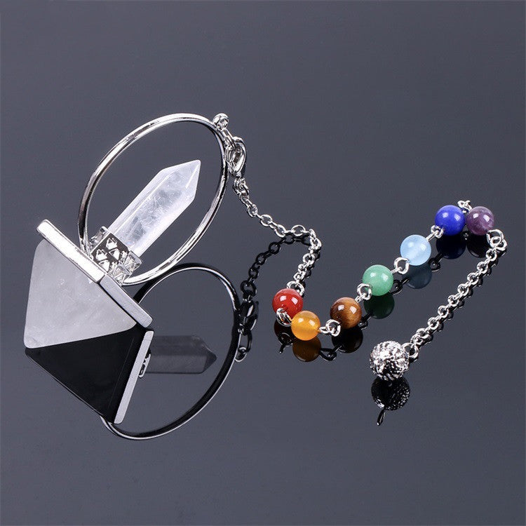 Péndulo de Obsidiana para Meditación con Cadena de Siete Chakras