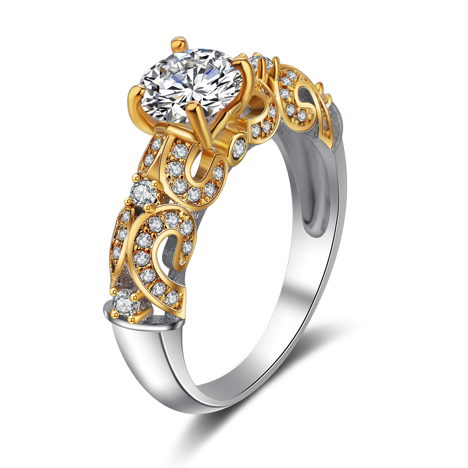 Anillo con gema de simulación engastada con cuatro garras