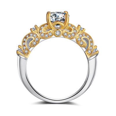 Anillo con gema de simulación engastada con cuatro garras