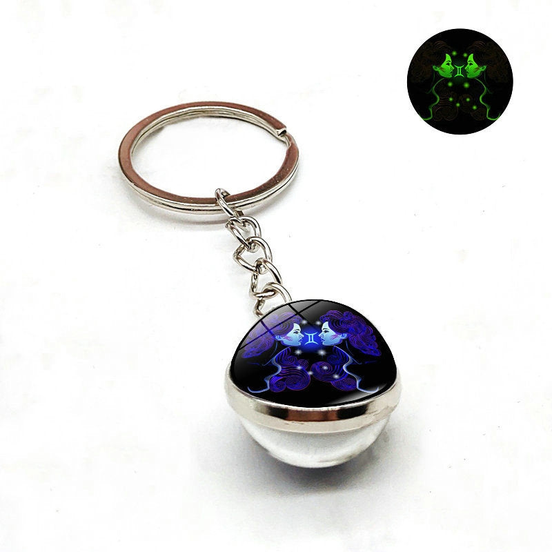 Zodiac Luminous Glass Ball Key Chain