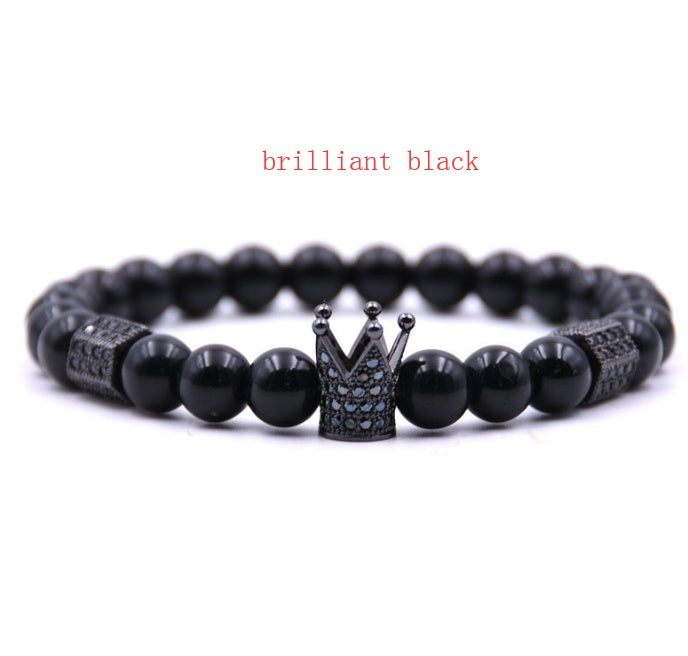 Naturstein Mikro-Krone eingelegtes Kupferarmband weiß Zirkon Armband Perlen Armband Schmuck Handel Stromlieferanten Beschaffung