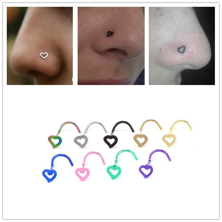 Liebe Nasennägel Edelstahl gebogene Nasennägel