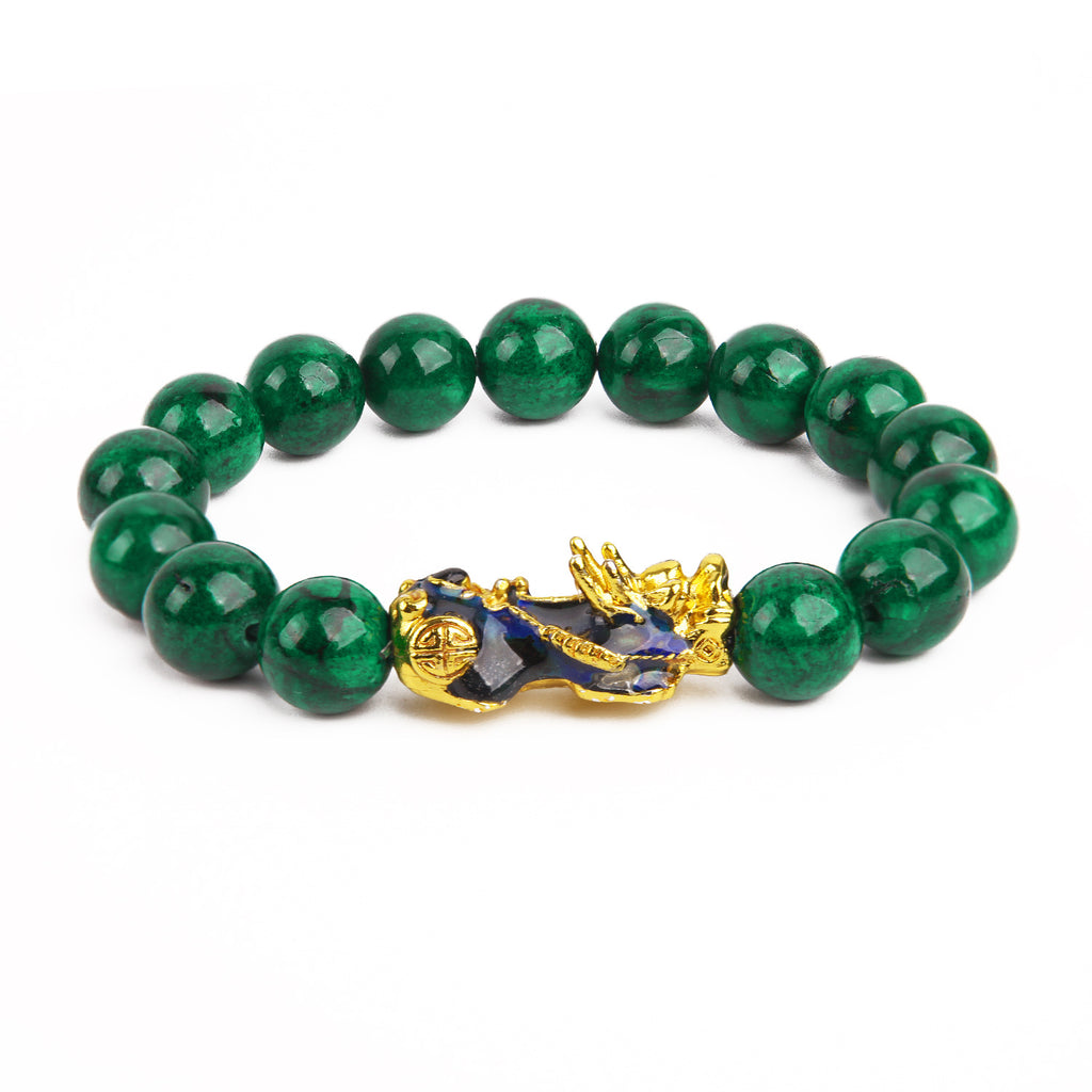 Pulsera Mascota de Calcedonia Verde Termocrómica de 12mm que Cambia de Color con el Calor