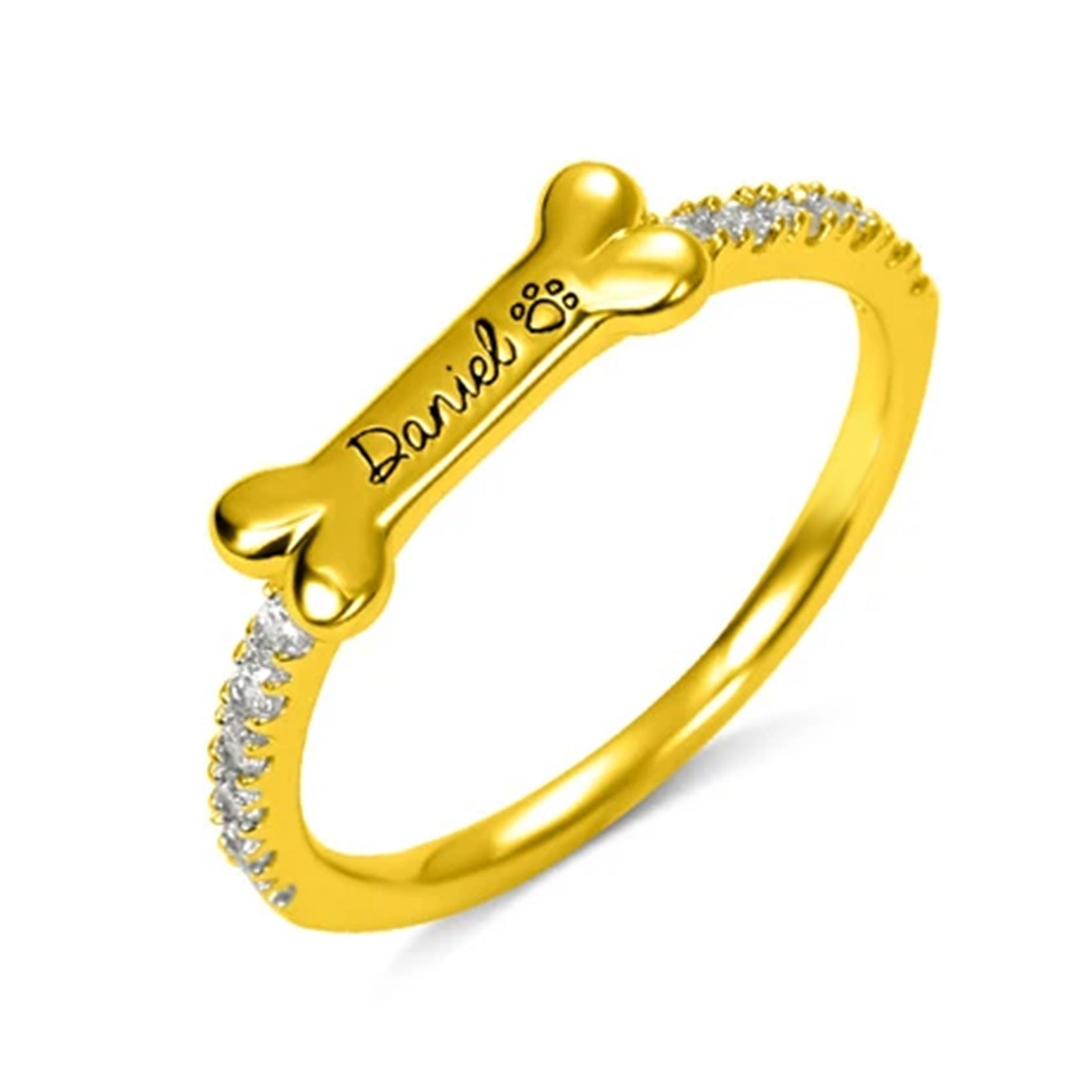 Personalisierter Haustier Katzenohren Namensring Modeschmuck