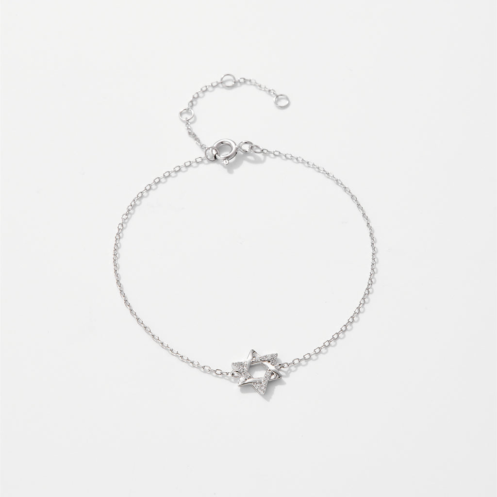 Armband aus 925er Sterlingsilber mit sechseckigem Stern und Zirkonia