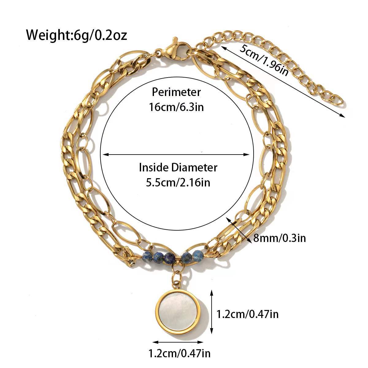 Pulsera bohemia de doble capa con cuentas de piedra natural