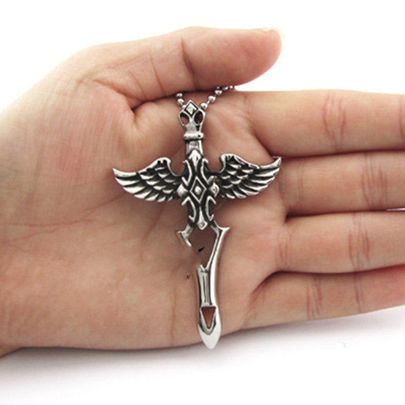 Colgante Cruz Grande Pluma Fundición a Presión para Hombre