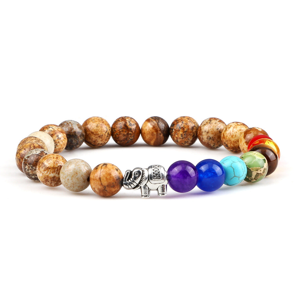 Colorful Rainbow Elephant Beads Bracelet