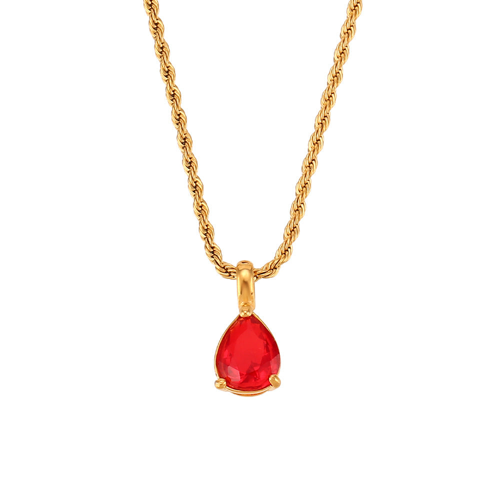 Ins Fashion Retro Stainless Steel Niche Drop Diamond Necklace