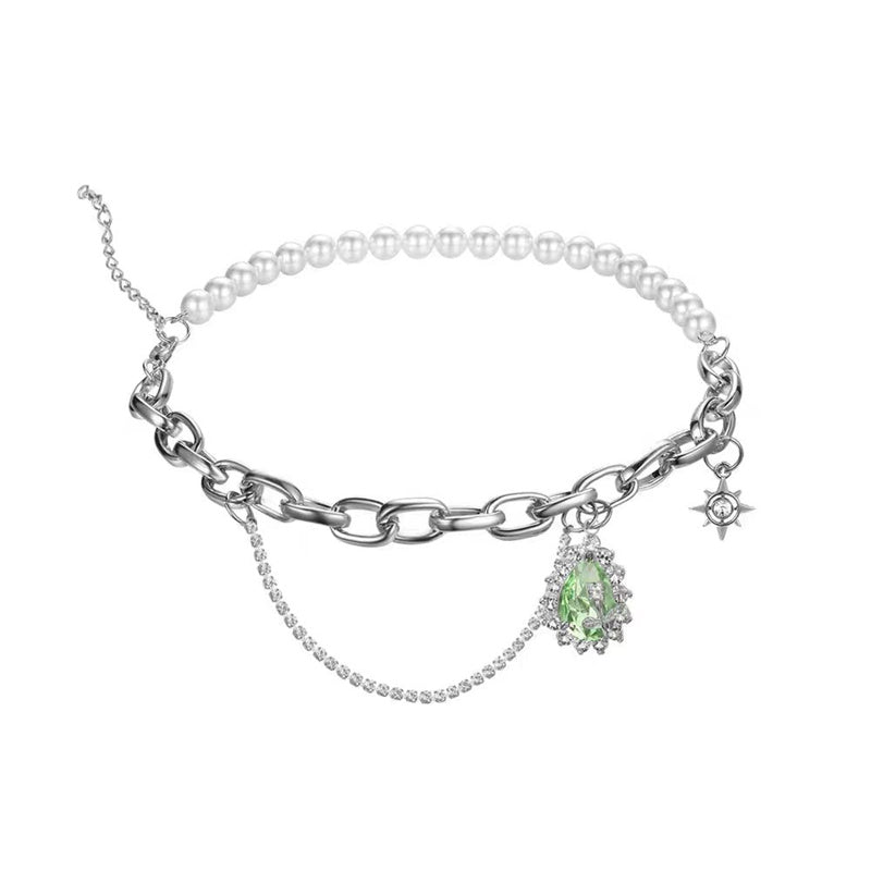 Damenmode Strass Spleißen Perlenkette