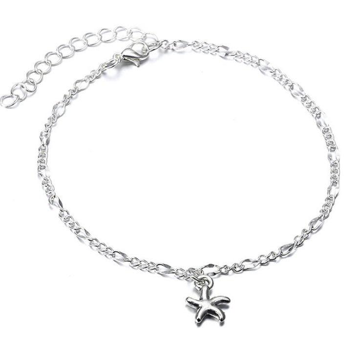 Tobillera de personalidad de plata, para la playa o yoga, con colgante de estrella de mar