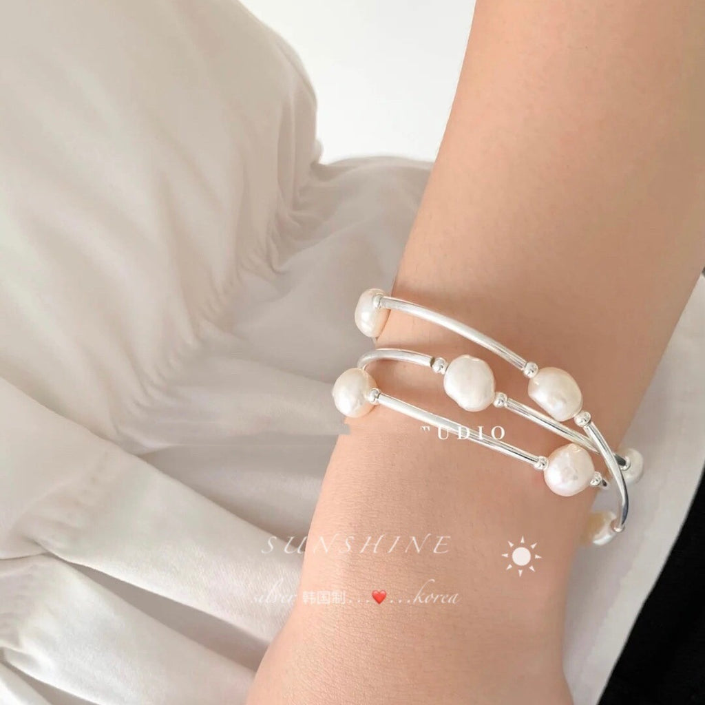 Armband aus S925 Sterlingsilber mit Barockperlen