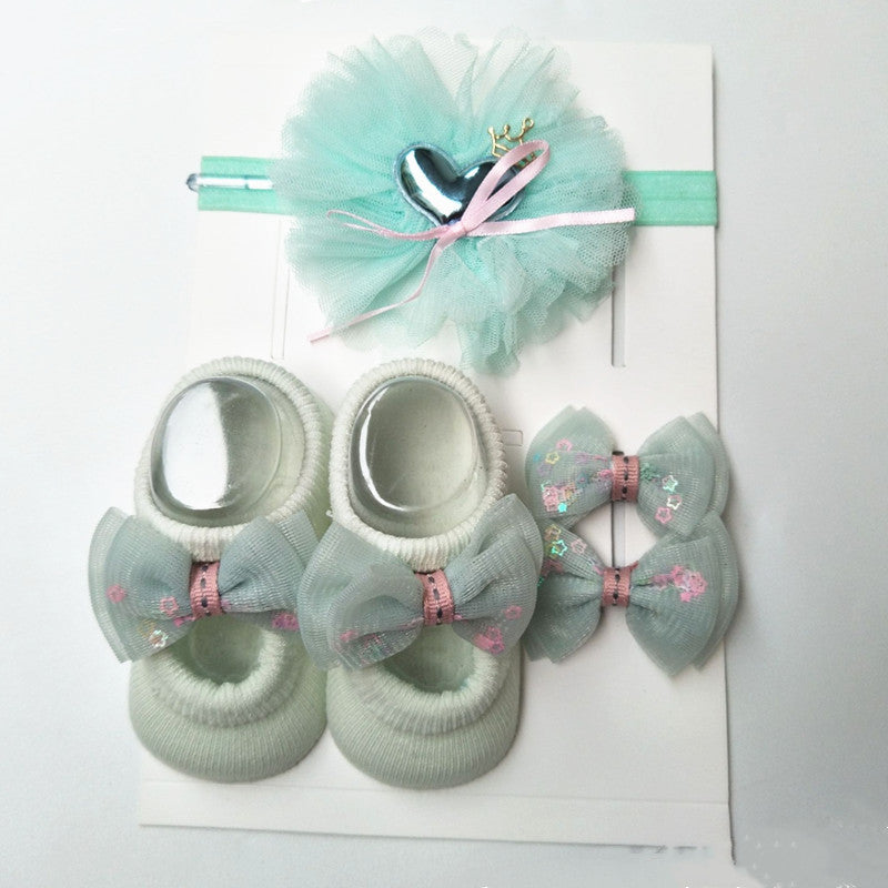 Caja de regalo de calcetines y diadema para bebé niña