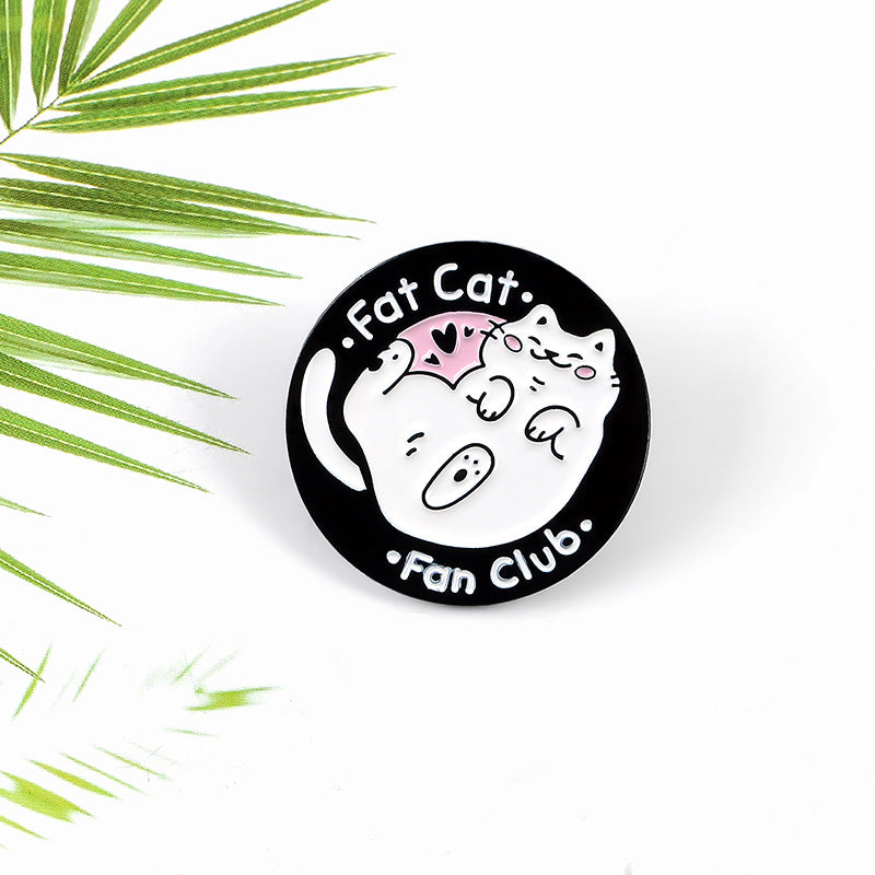 Broche de alfiler de pintura de gato blanco lindo personalizado