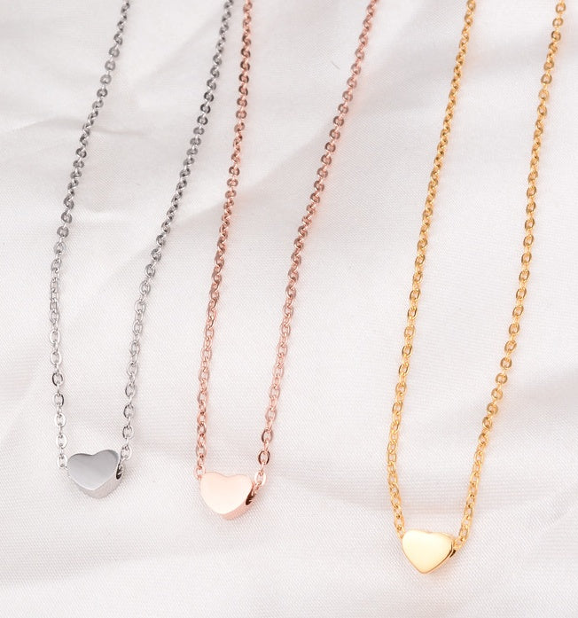 Galvanisierter 18K Roségold Valentinstag Freundin Liebe Herzförmige Roségold-Anhänger Halskette Titan Collier