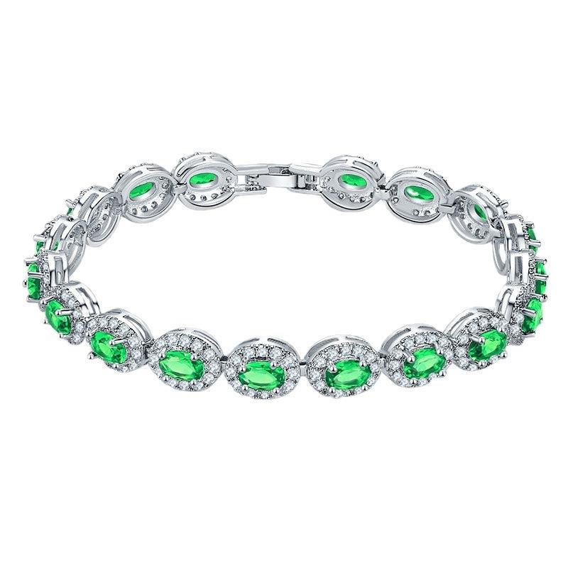Oval Diamond Zircon Colorful Women's Bracelet