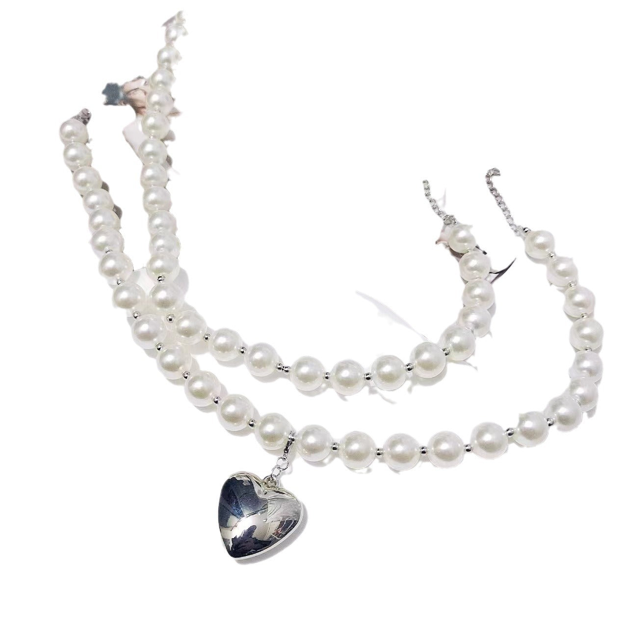 Mode Temperament Perlenkette Pfirsich Herz Vintage Pulloverkette Damen