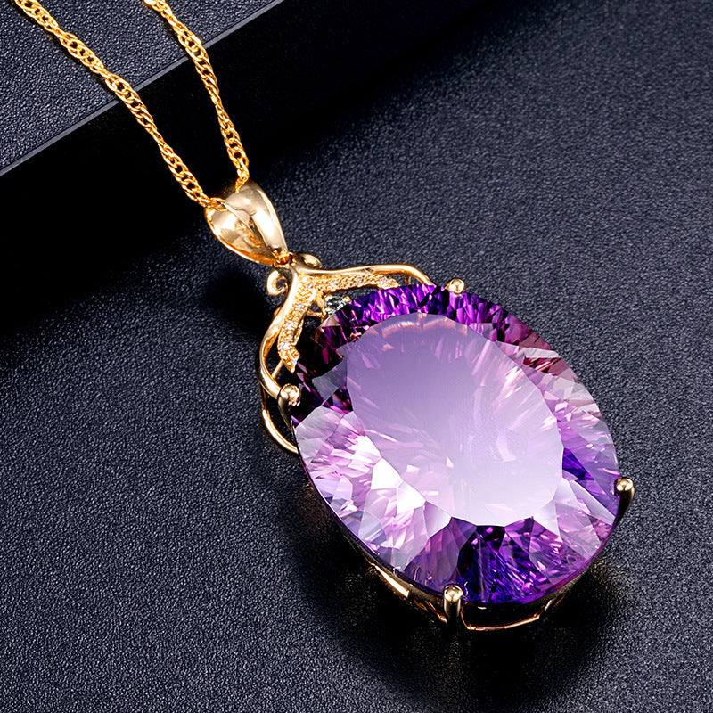 Colgante de Amatista Cadena de Suéter de Amatista