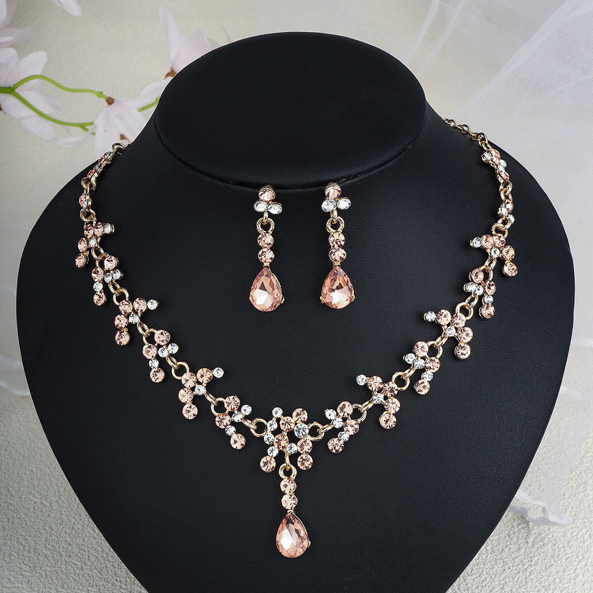 Pendientes Y Collar De Perlas Y Diamantes De Imitación Para Mujer