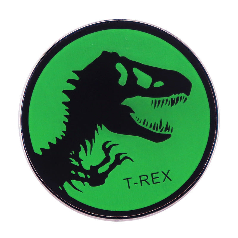 Pin Broche de esqueleto de dinosaurio, accesorios de insignia verde