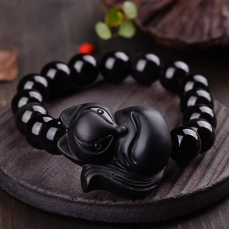 Pulseras de obsidiana natural para hombres y mujeres