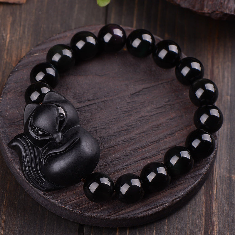 Pulseras de obsidiana natural para hombres y mujeres