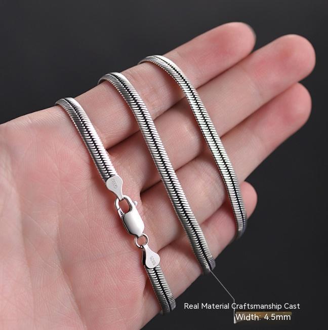 Flache Schlangenkette Knochenkette Herren und Damen Silberkette Europäische Hip Hop Trendige Sommer Accessoires Silberkette