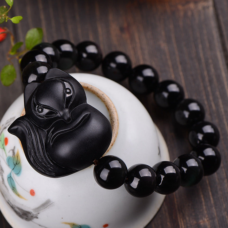 Pulseras de obsidiana natural para hombres y mujeres