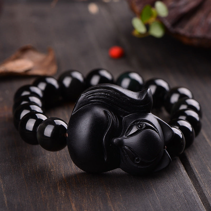 Pulseras de obsidiana natural para hombres y mujeres
