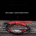 Pulsera de hombre de plata de ley con cuerda roja trenzada