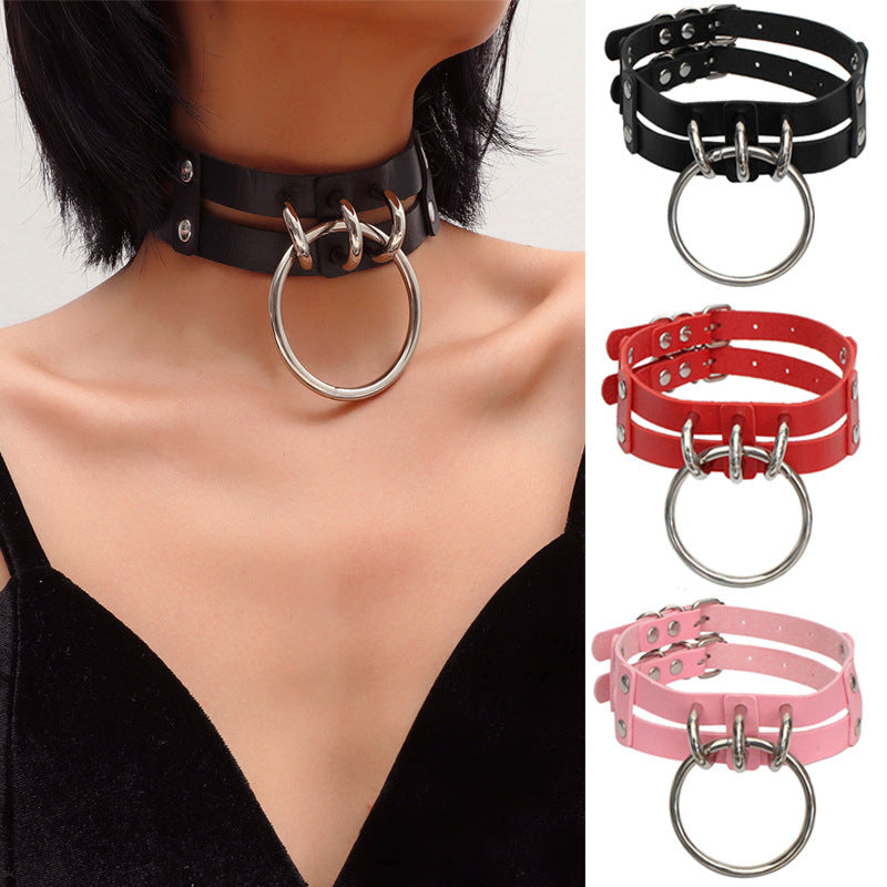 Harajuku Punk Gothic Lederhalskette O-Ring Choker