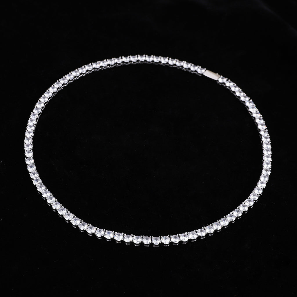 Collar tenis de circonita de 4mm, accesorios de lujo ligeros para pareja, hombres y mujeres, collar a juego.
