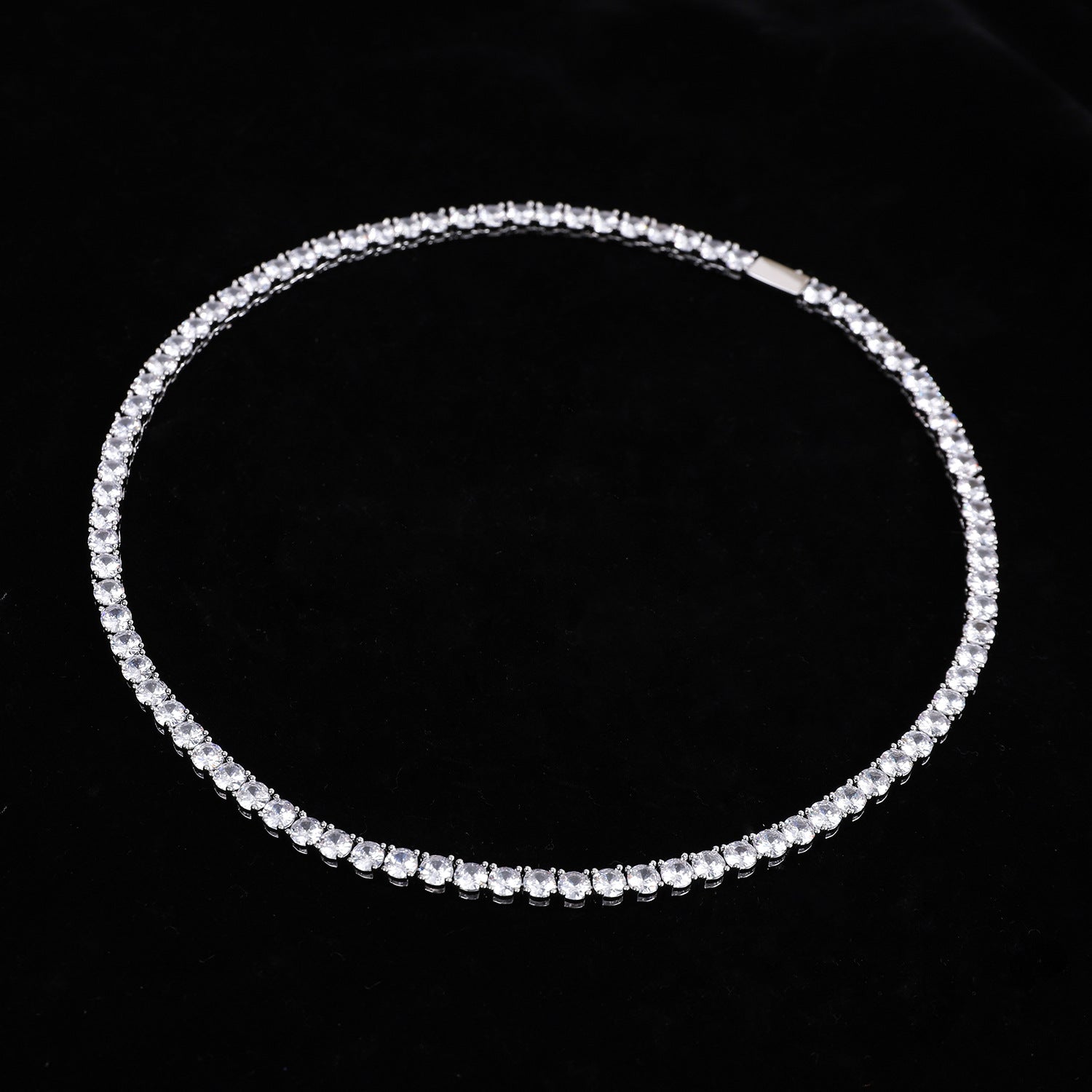 Collar tenis de circonita de 4mm, accesorios de lujo ligeros para pareja, hombres y mujeres, collar a juego.